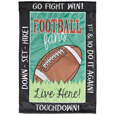 Flag Fall Football Fans Live Here Double Applique Flag - 29X42 Inches