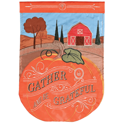 Flag Gather And Be Grateful Double Applique 29X42 Inches