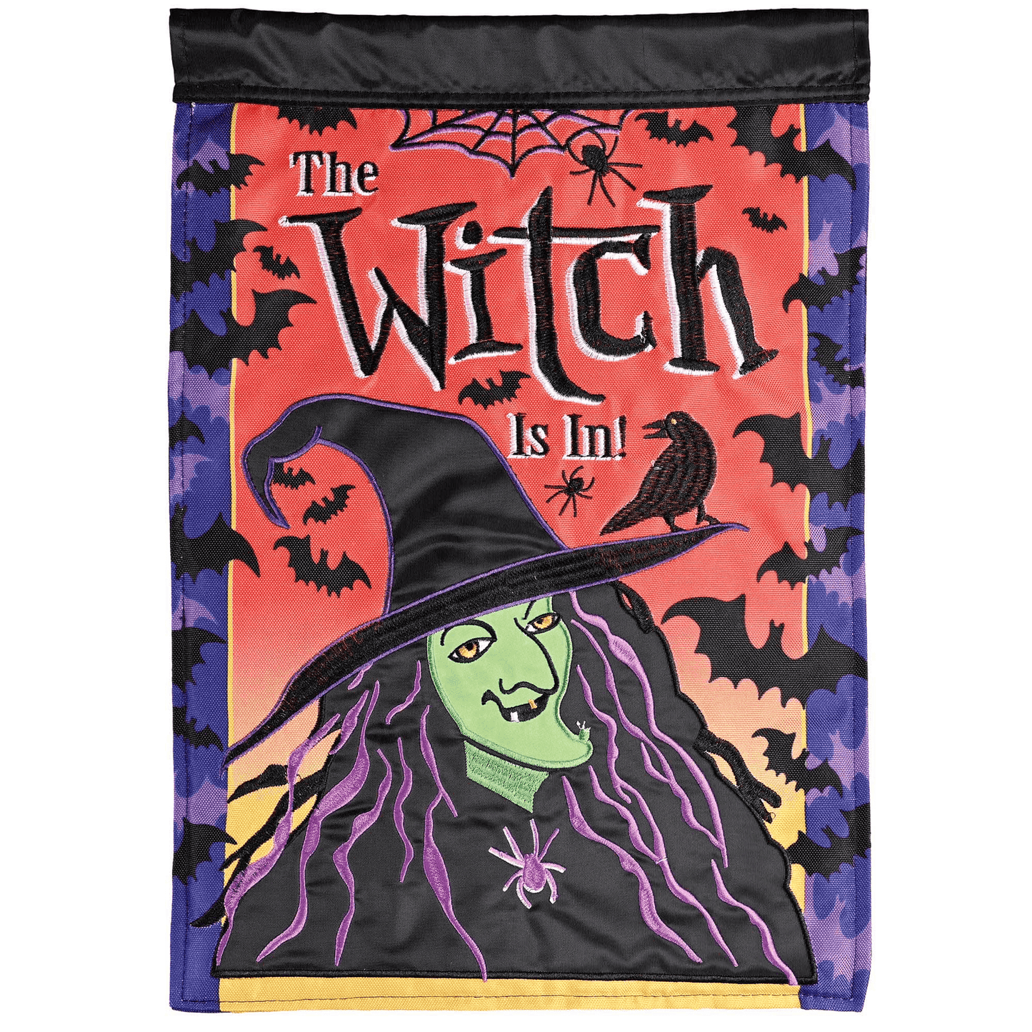 Large Double Applique 29X42 Flag - The Witch Is In