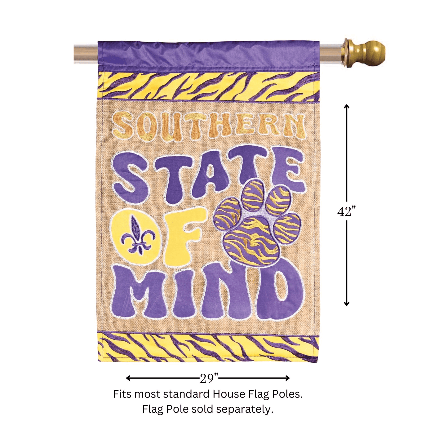 Southern State Of Mind Double Applique Flag - 29 X 42 Inches