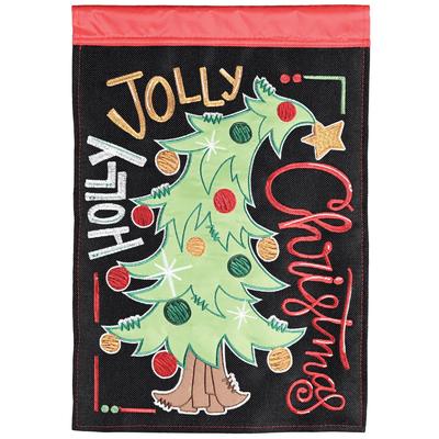 Holly Jolly Christmas Double Applique Flag - 29X42 Inches
