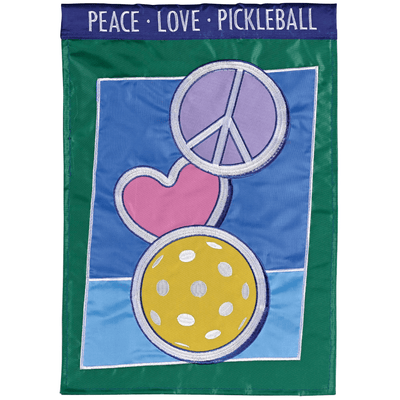 Flag Peace Love Pickleball Double Applique Garden Flag 13X18 Inches