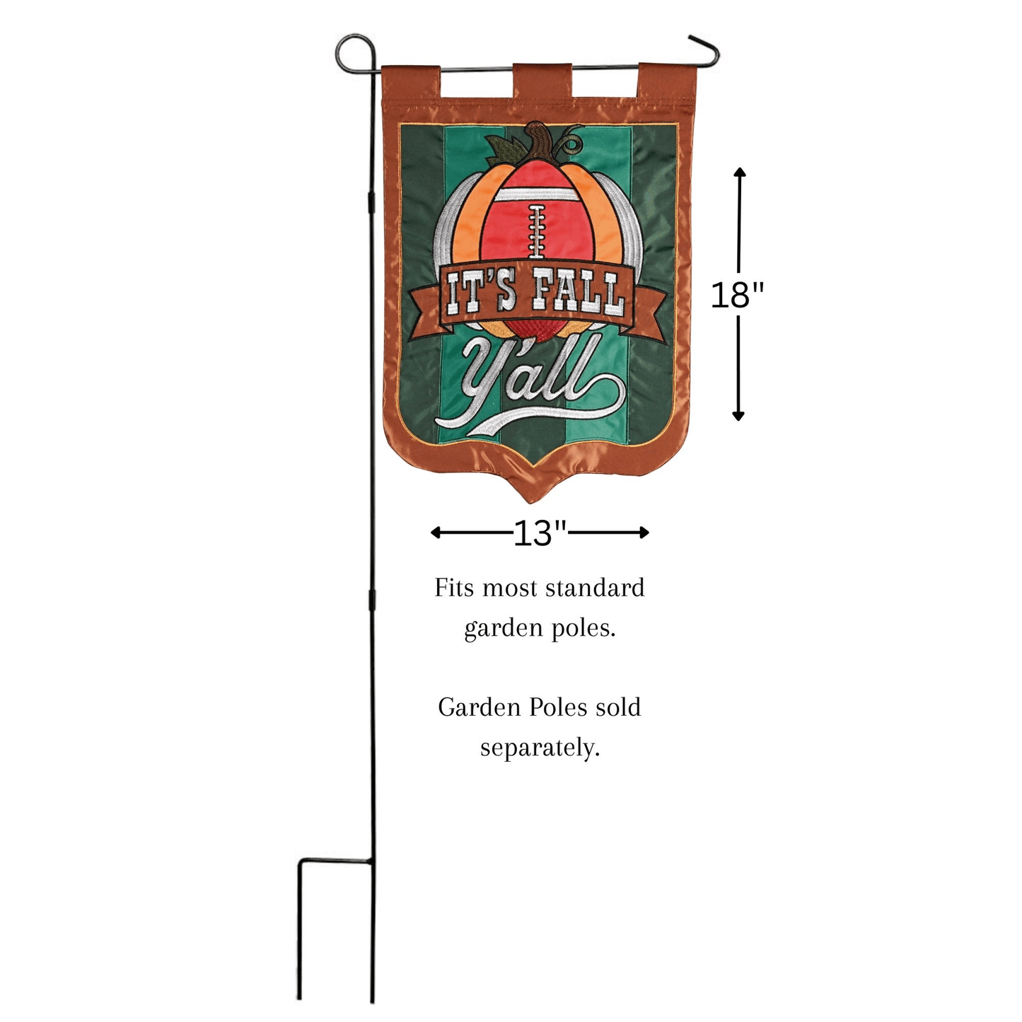 Fall Football Double Appliqué Garden Flag 13X18 Inches