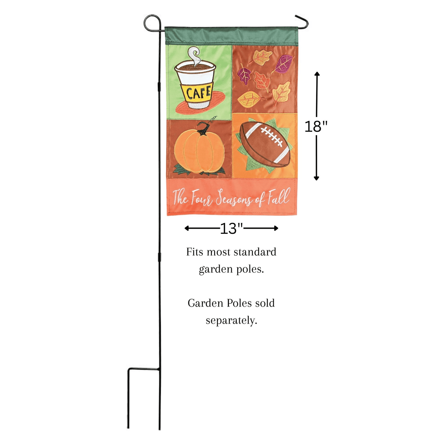 Four Seasons Of Fall Double Applique Garden Flag 13X18 Inches