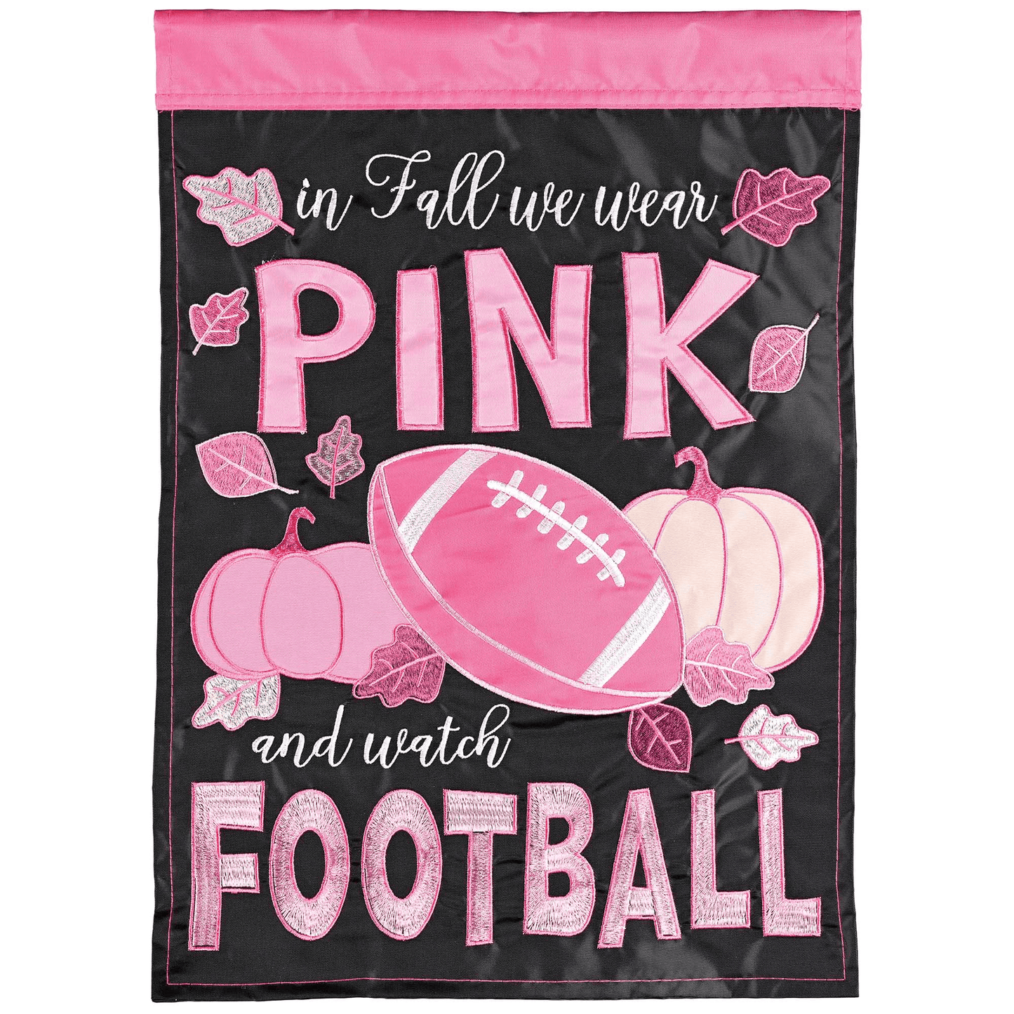 Premium Double Appliqué Pink Watch Football Garden Flag 13X18 Inches