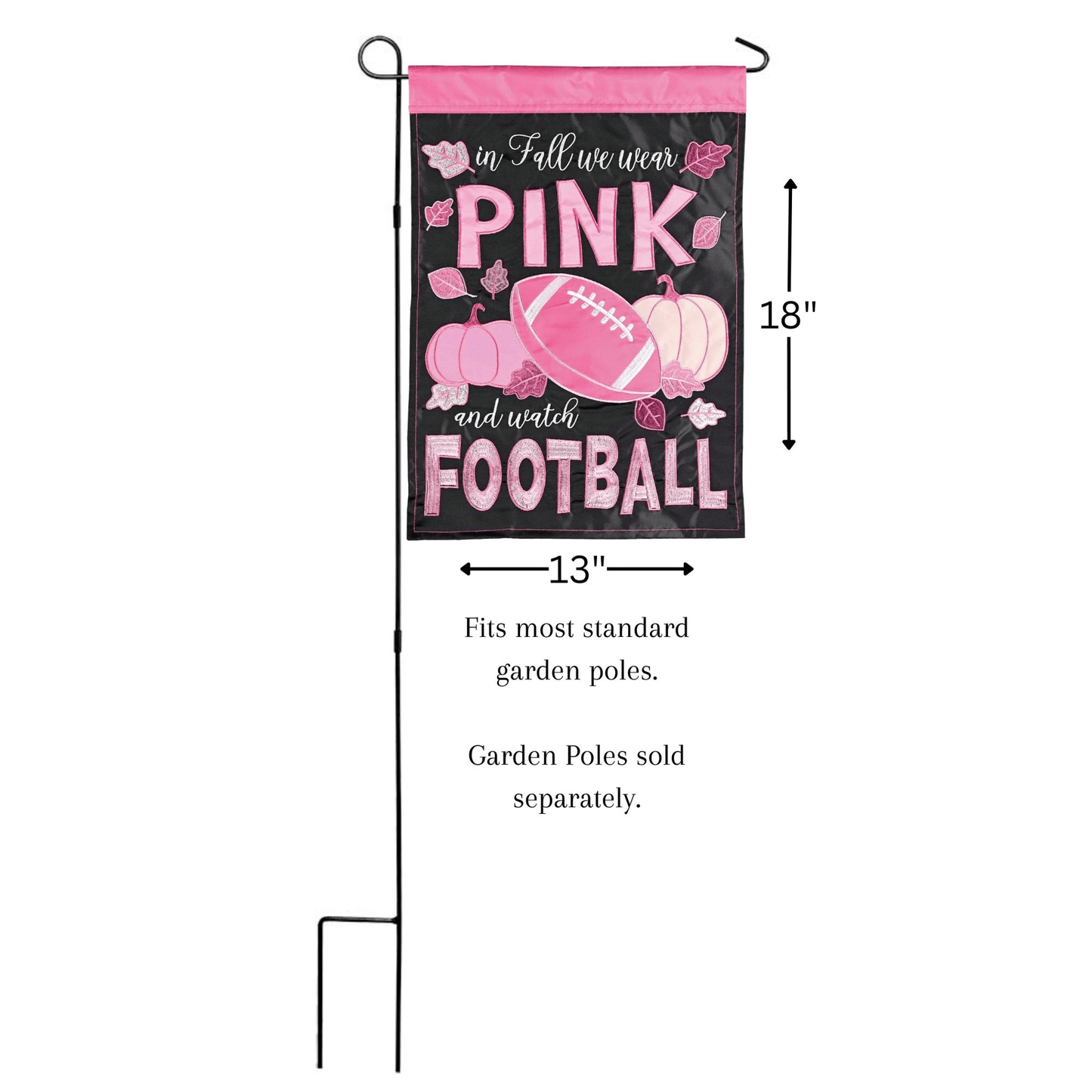 Premium Double Appliqué Pink Watch Football Garden Flag 13X18 Inches