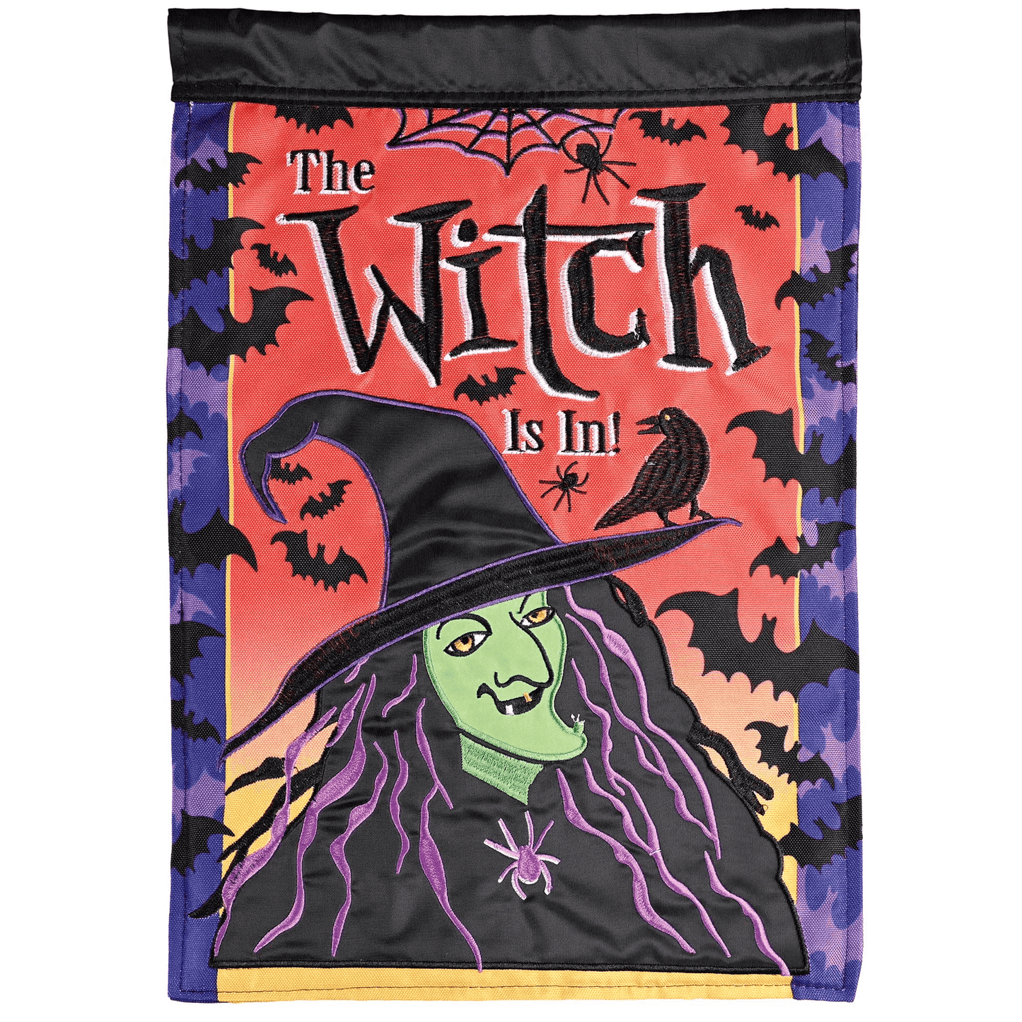 Double Applique Garden Flag - The Witch Is In 13X18 Inches