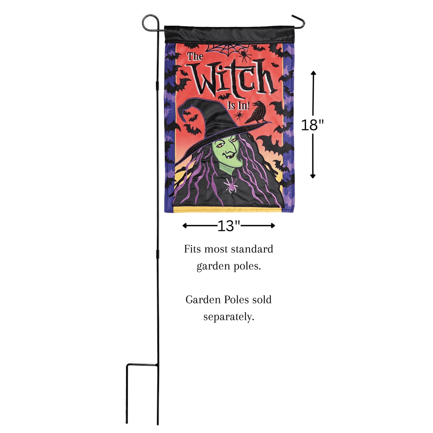 Double Applique Garden Flag - The Witch Is In 13X18 Inches
