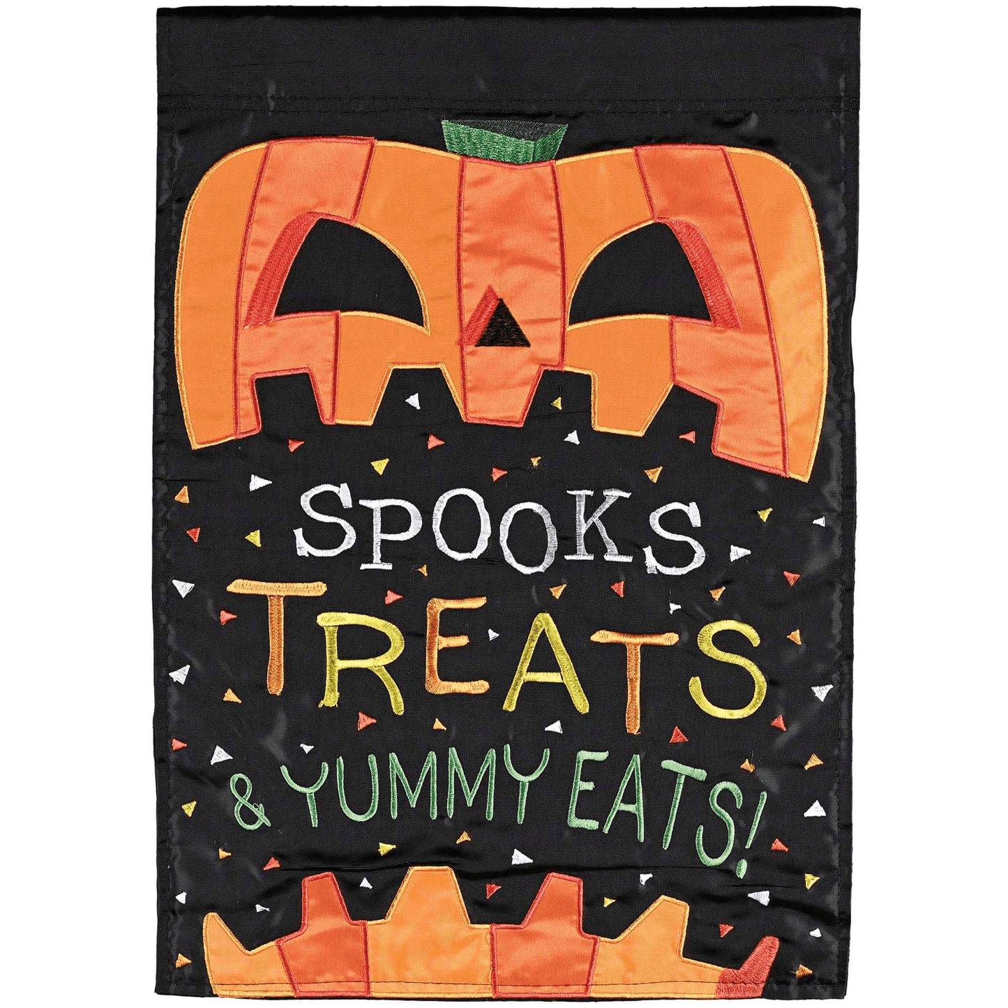 Spooky Treats Yummy Eats Double Applique Garden Flag 13X18 Inches