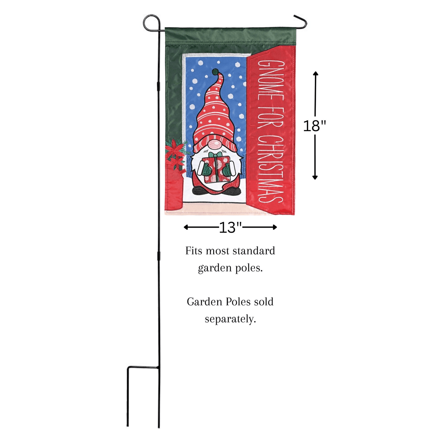 Premium Double Applique Flag Gnome For Christmas - 13X18 Inches