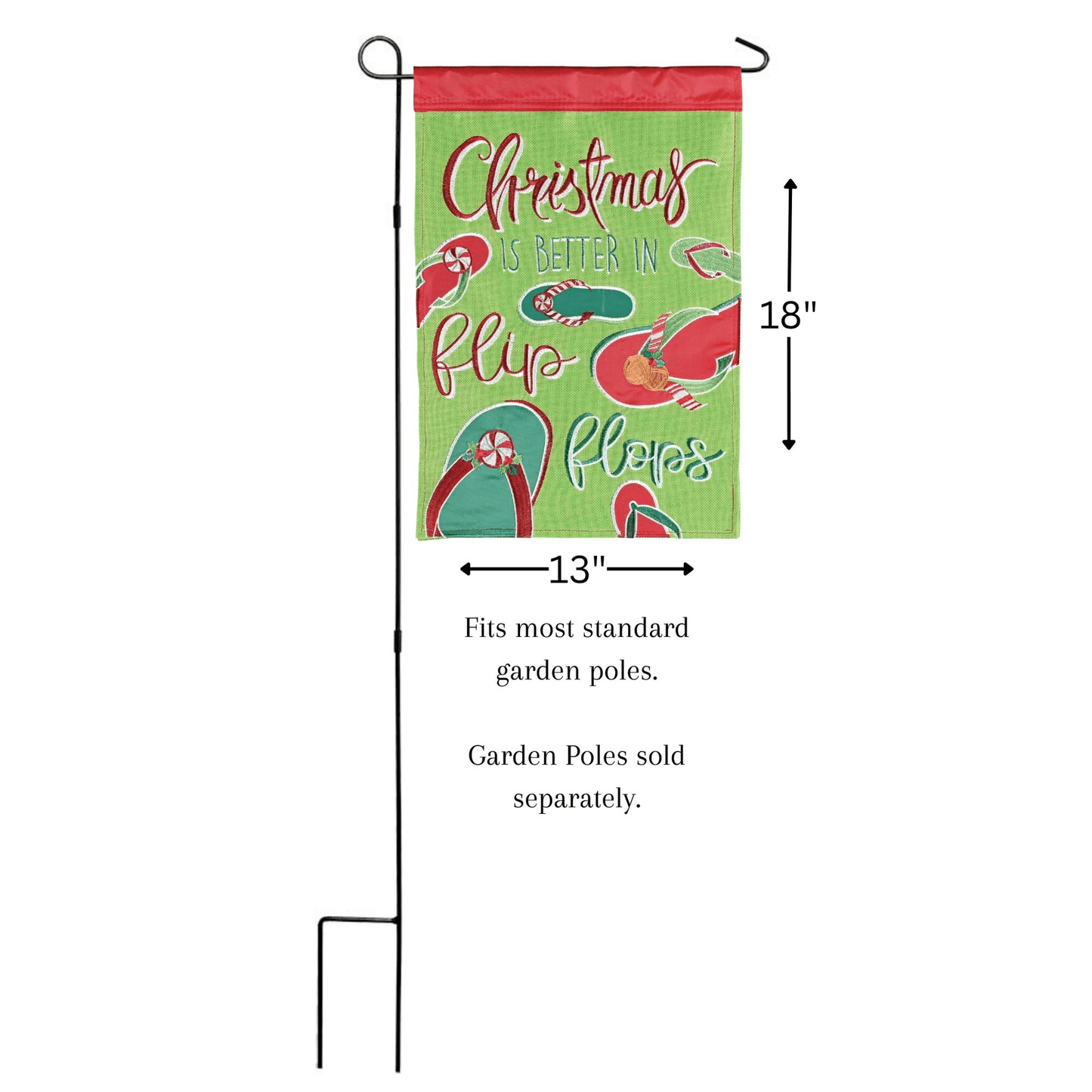 Double Applique Christmas Garden Flag – 13X18 Inches