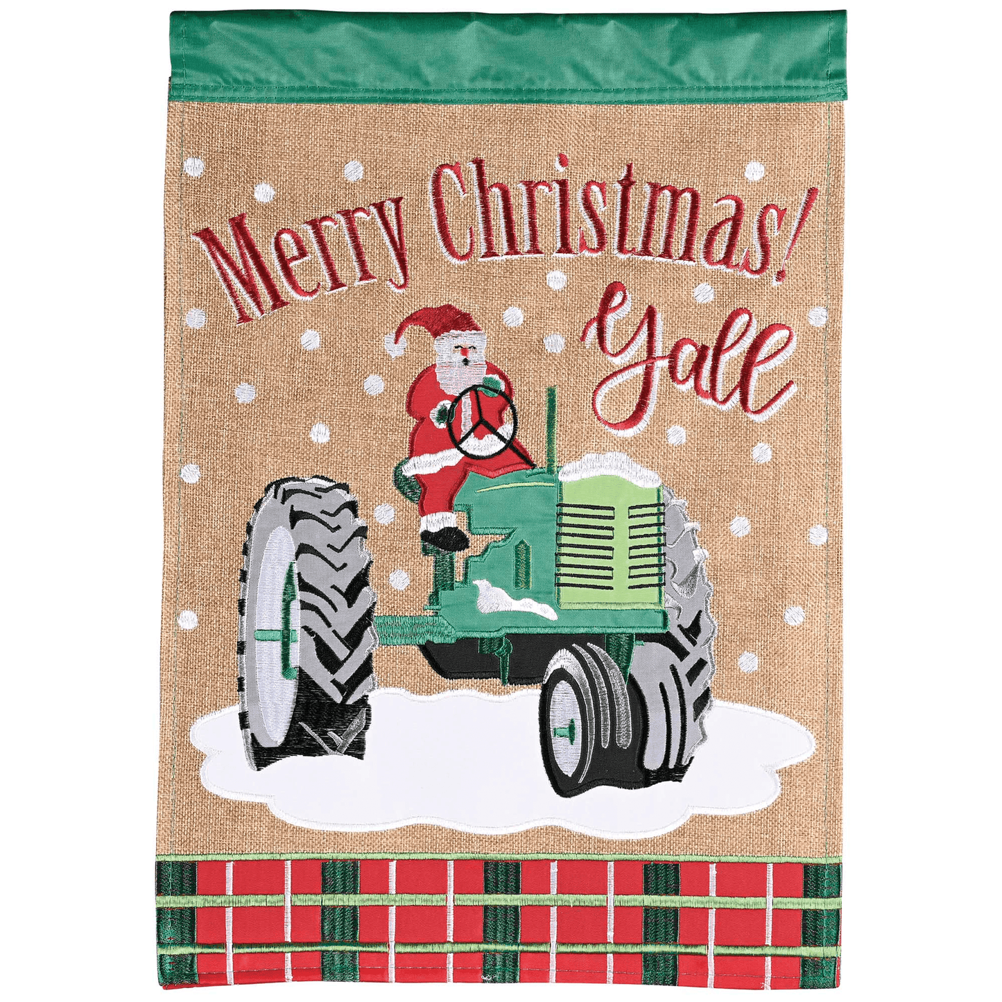 Double Applique Christmas Garden Flag - Santa Merry Christmas Y'All 13X18 Inches
