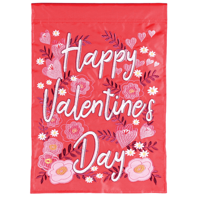 Valentines Double Applique Garden Flag - 13X18 Inches