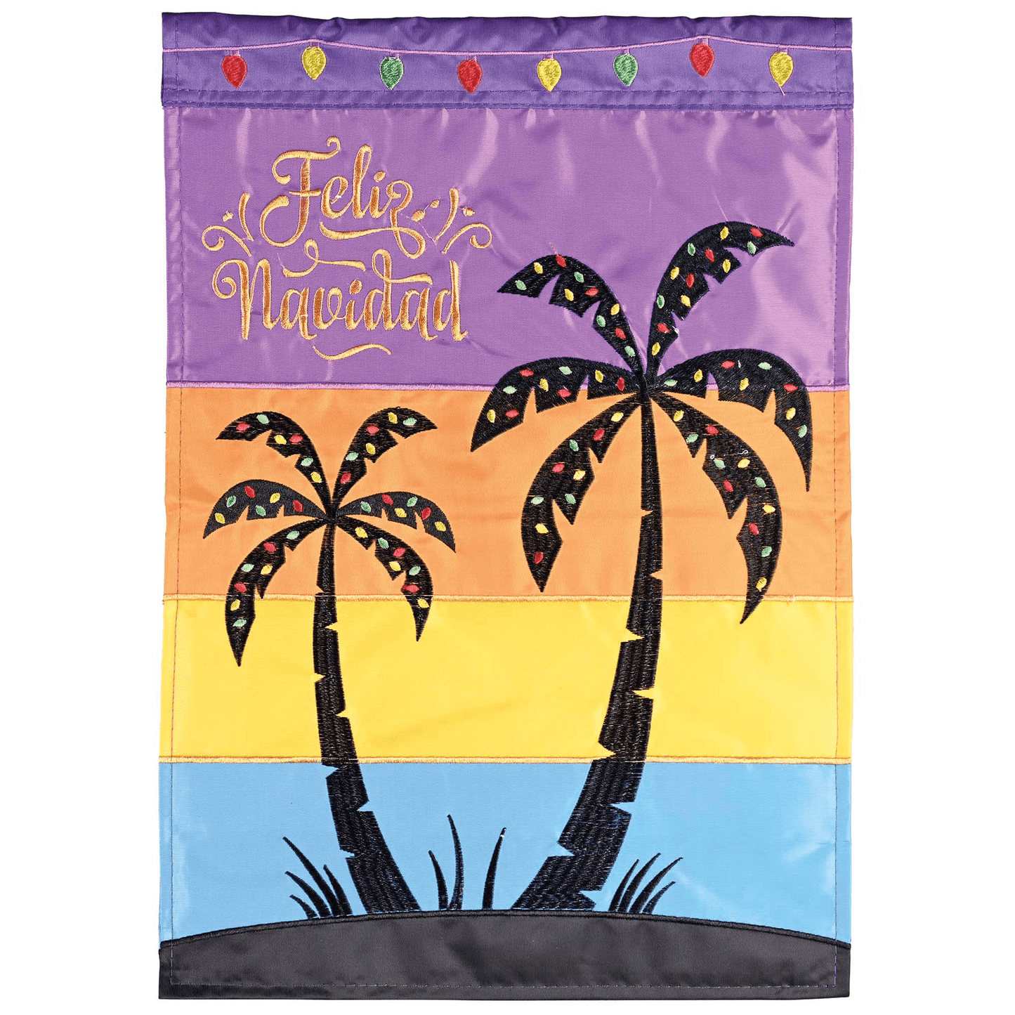 Feliz Navidad Double Applique Flag Palm Tree 13X18 Inches