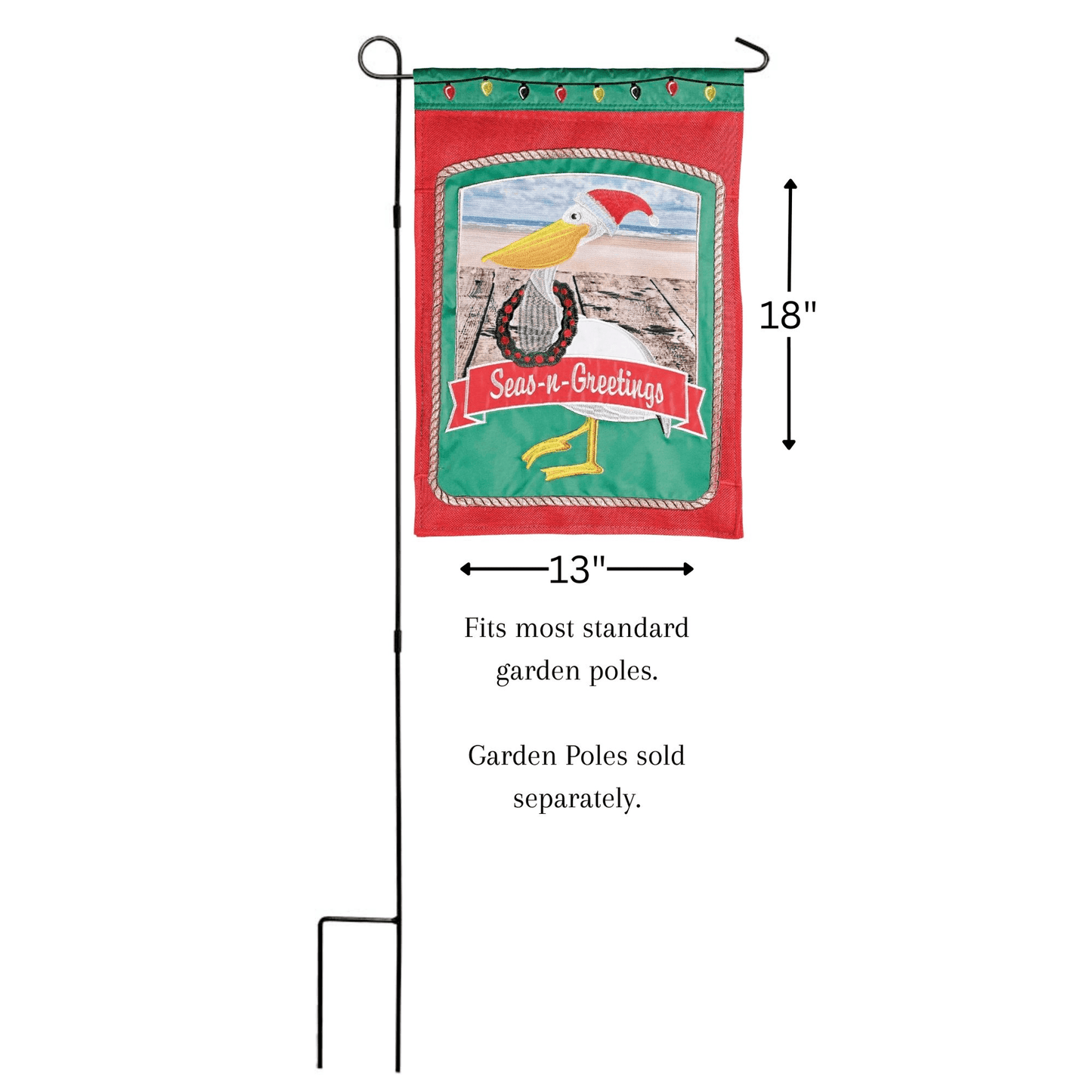 Double Appliqué Garden Flag - Flag Seas And Greetings Pelican 13X18 Inches