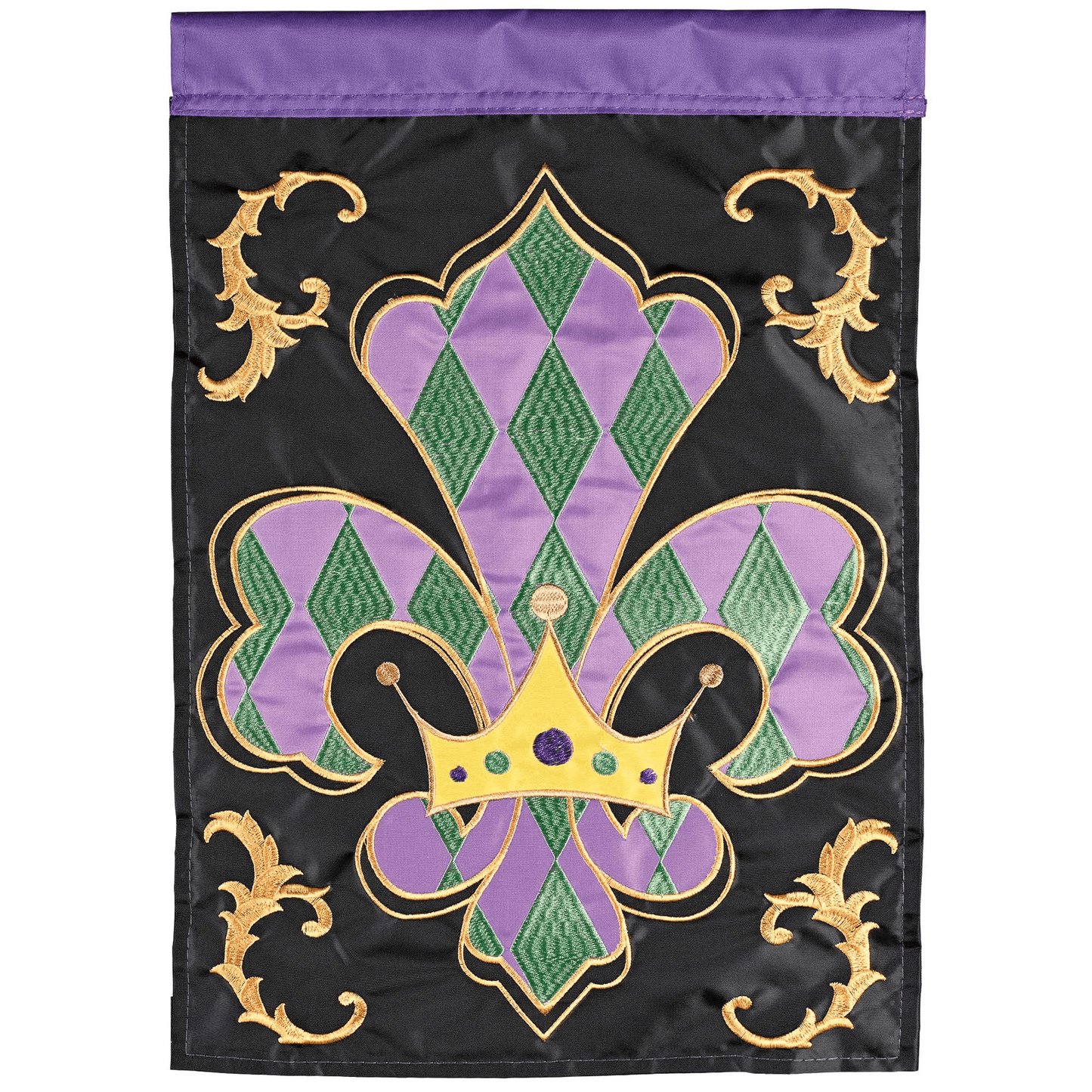 Regal Fleur De Lis Double Applique Garden Flag 13X18 Inches