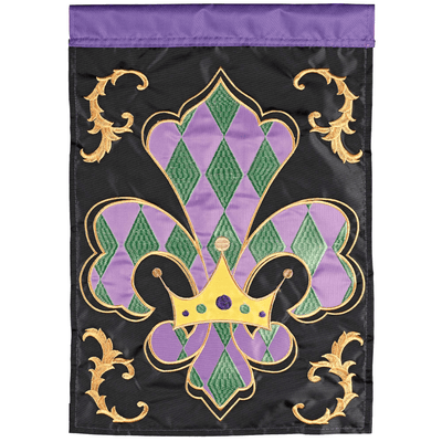 Regal Fleur De Lis Double Applique Garden Flag 13X18 Inches