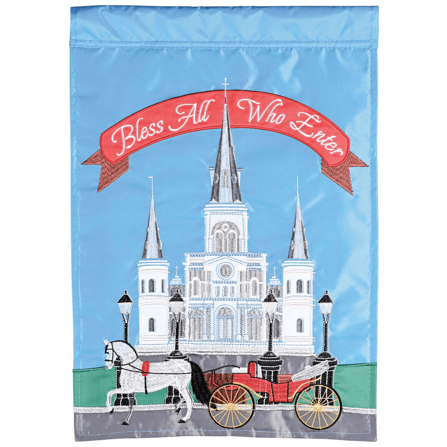 St Louis Cathedral Bless Double Applique Garden Flag 13X18 Inches