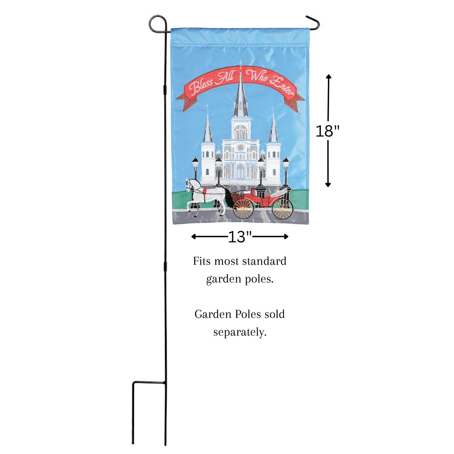 St Louis Cathedral Bless Double Applique Garden Flag 13X18 Inches