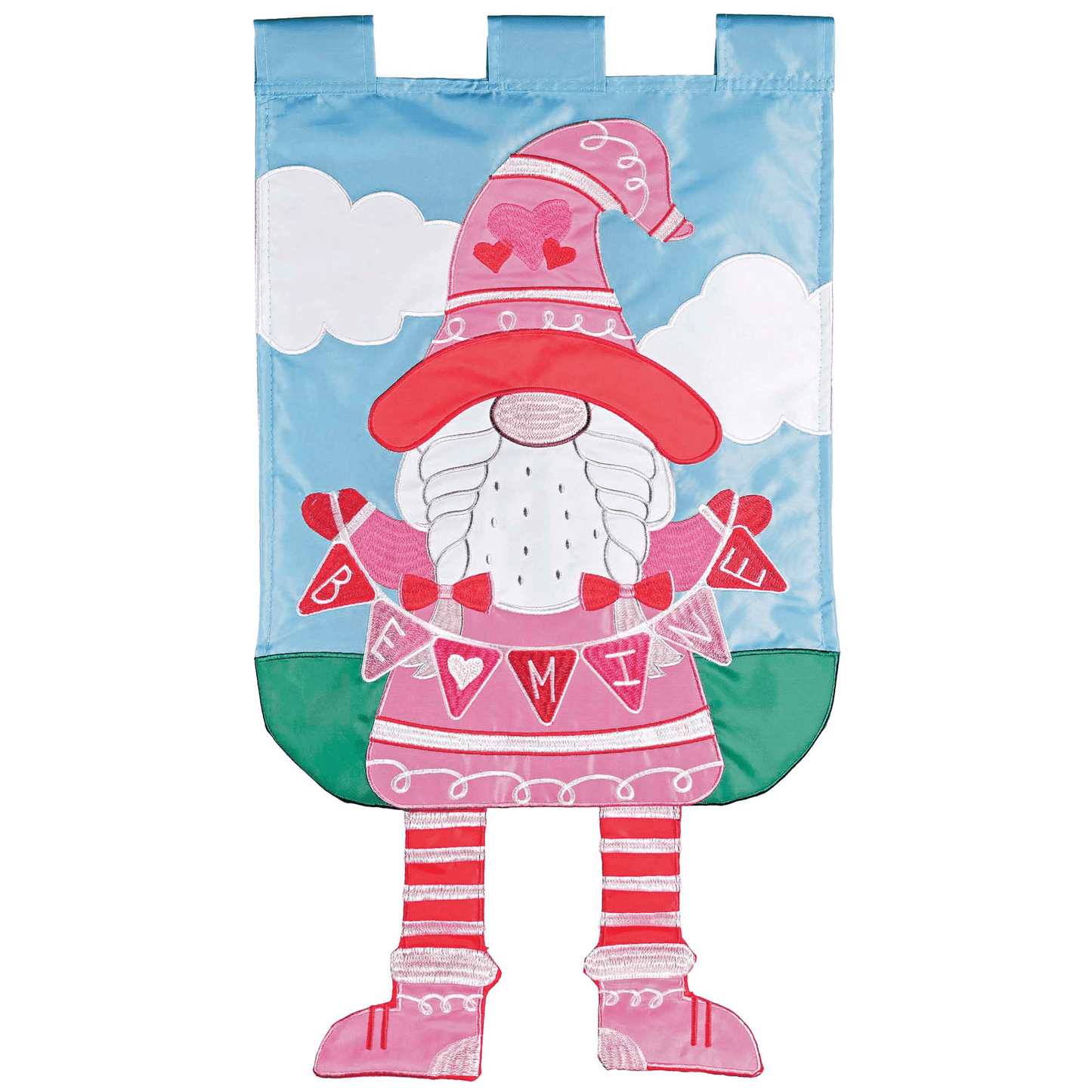 Whimsical Crazy Leg Gnome Be Mine Garden Flag