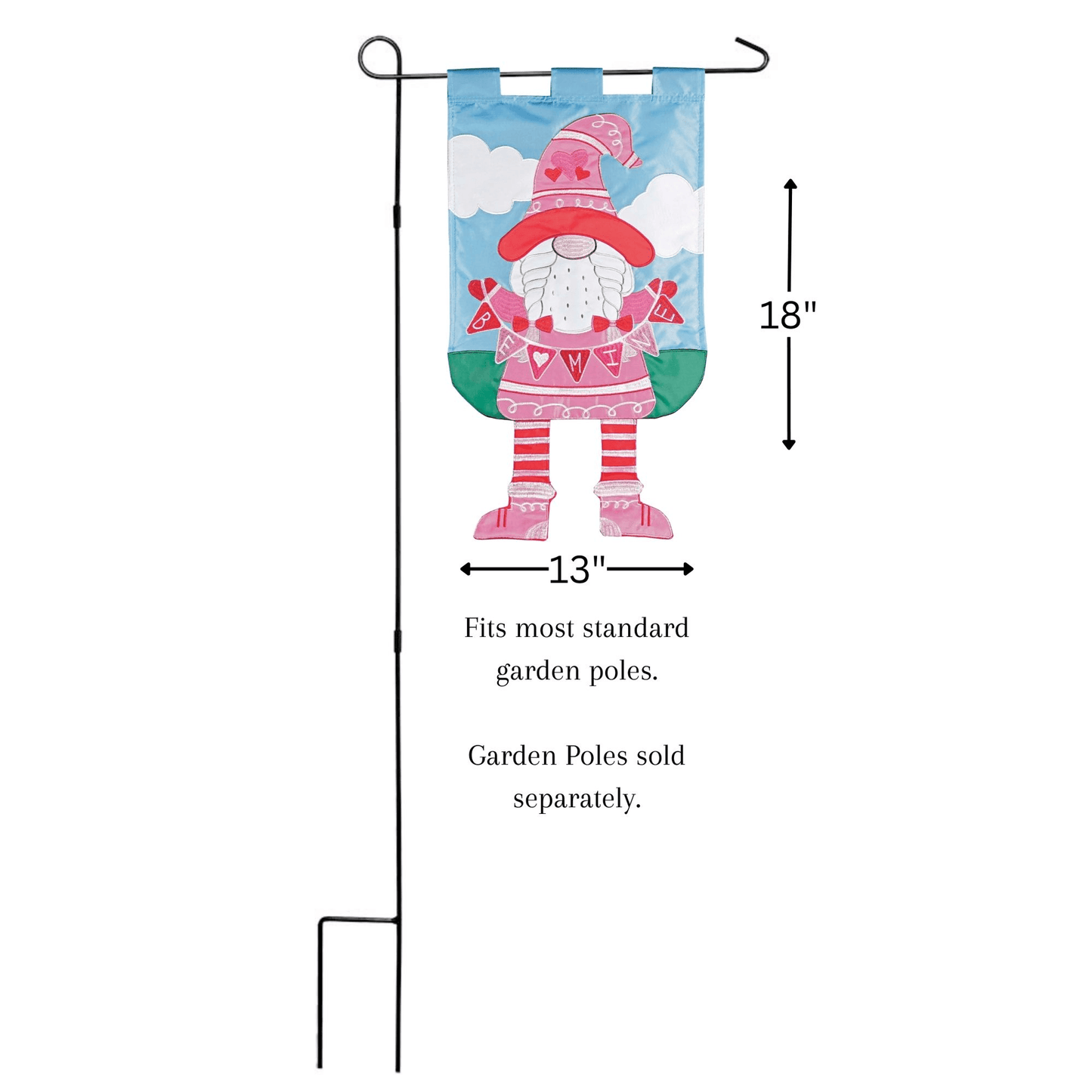 Whimsical Crazy Leg Gnome Be Mine Garden Flag