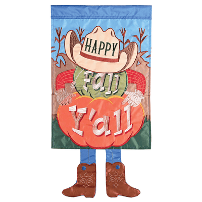 Happy Fall Y'All Pumpkins Whimsical Garden Flag With Leg Dangles