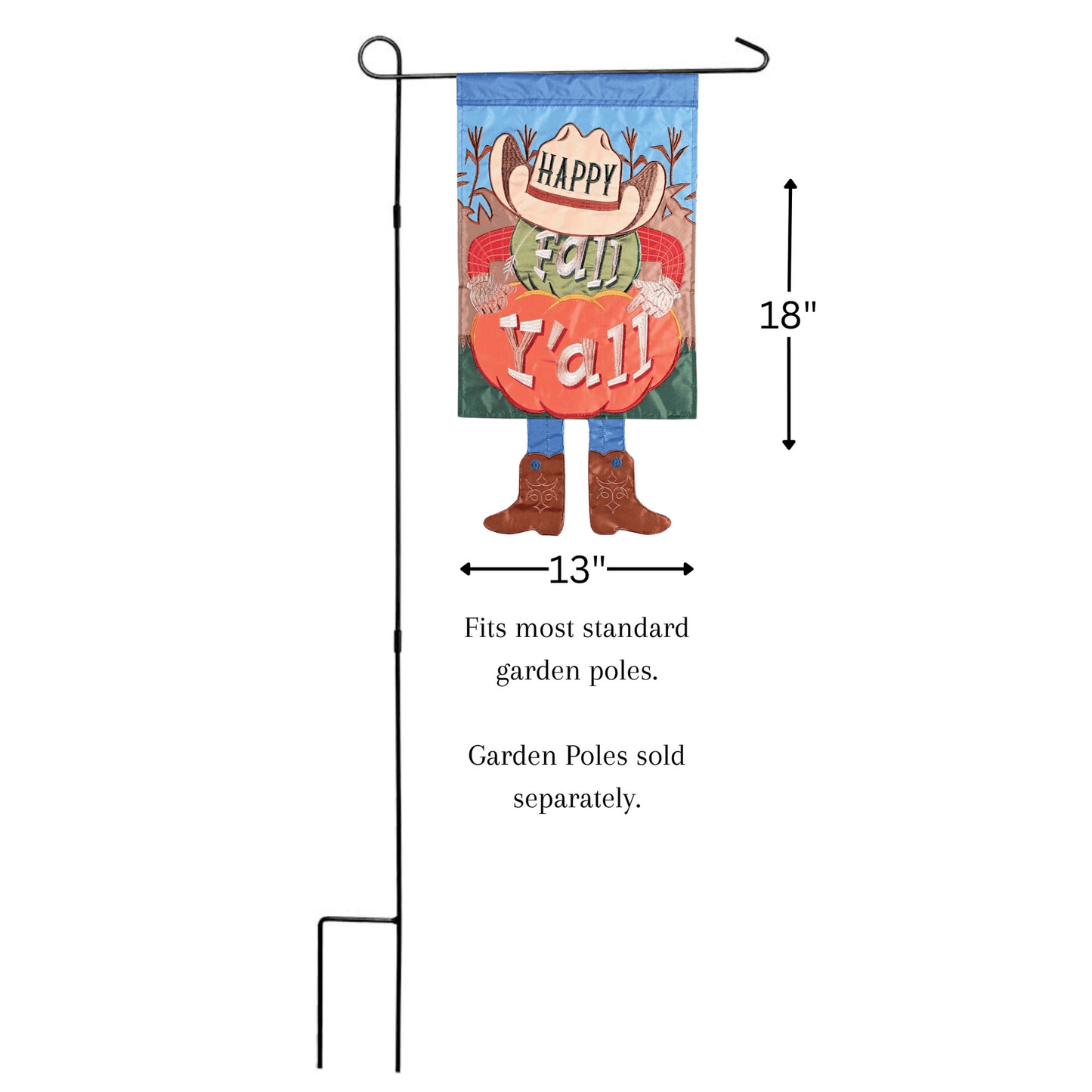 Happy Fall Y'All Pumpkins Whimsical Garden Flag With Leg Dangles