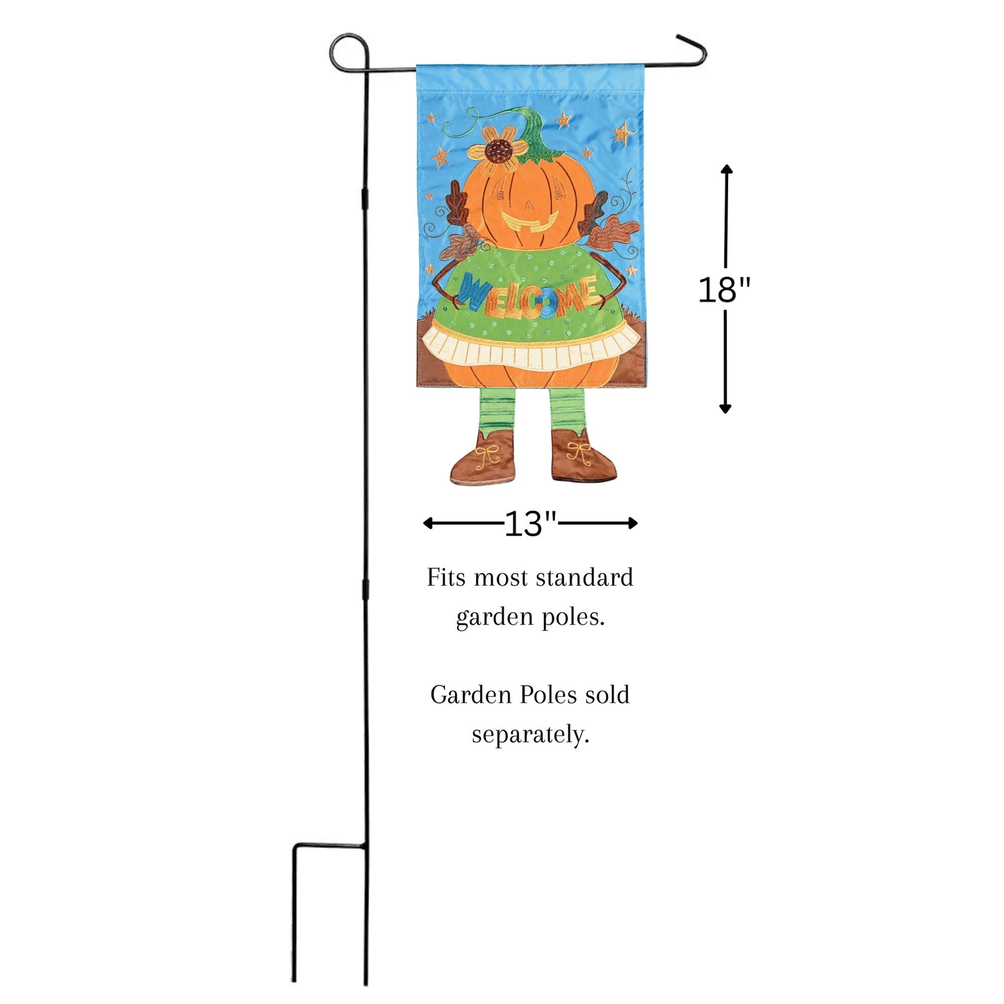 Whimsical Double-Sided Pumpkin Welcome Garden Flag With Dangled Legs