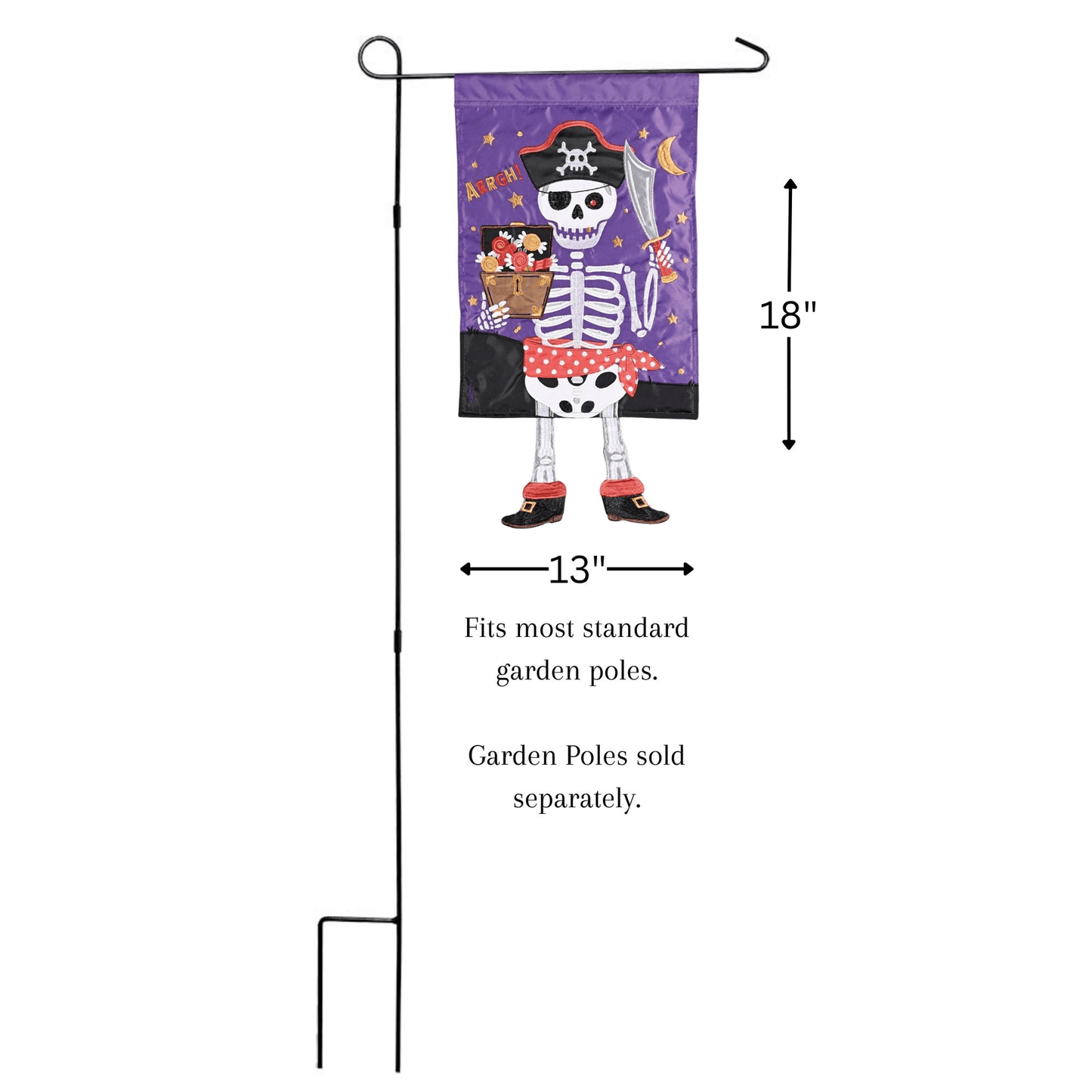 Whimsical Crazy Leg Skeleton Pirate Garden Flag