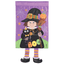 Whimsical Black Cat Boo Garden Flag With Dangle Legs