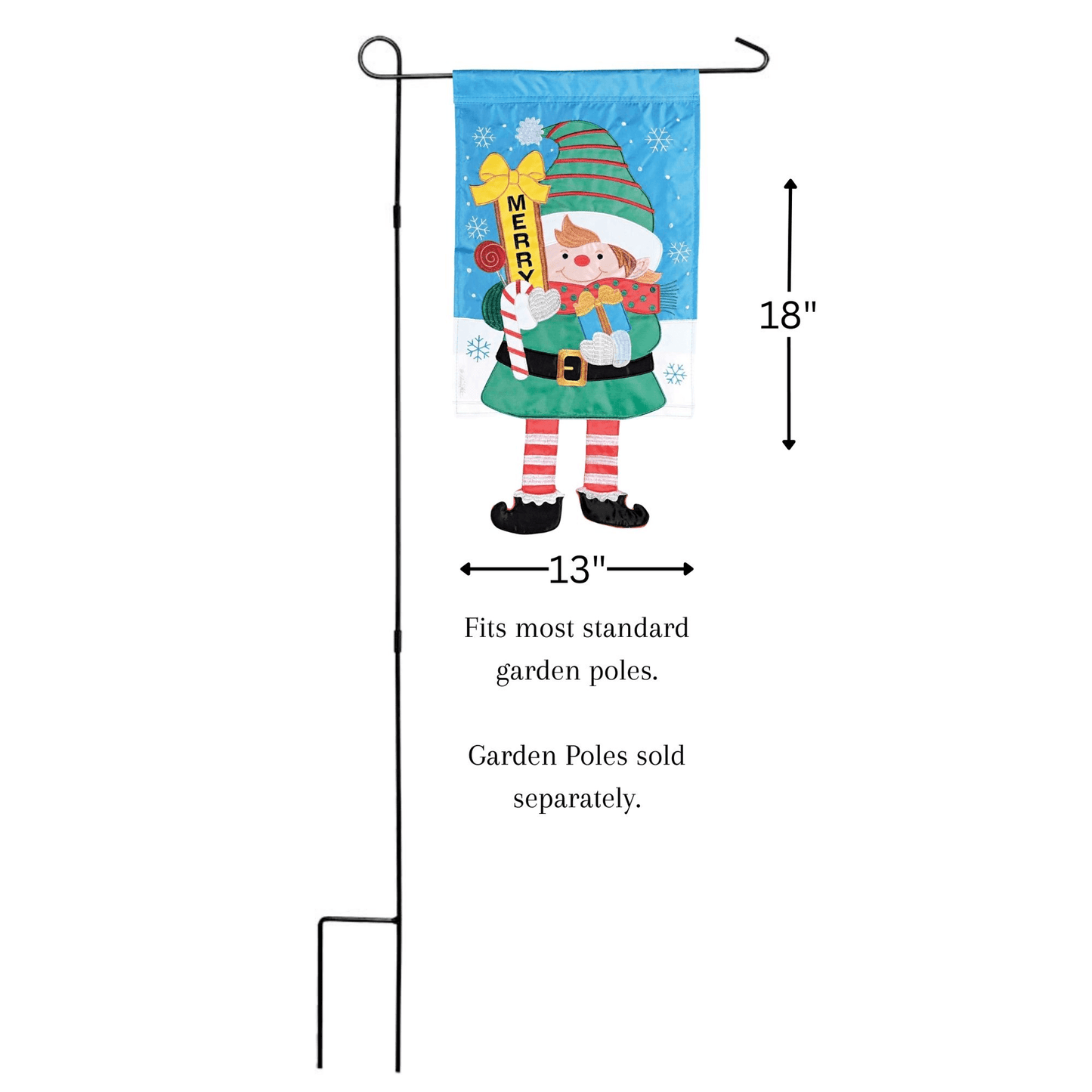 Whimsical Crazy Leg Elf Garden Flag