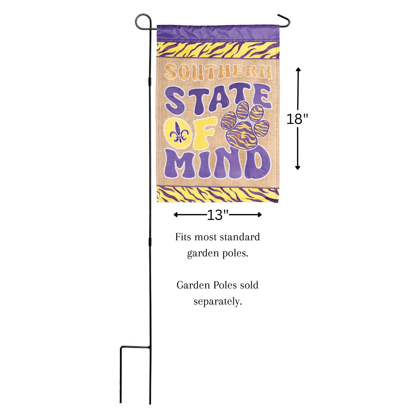 Southern State Of Mind Double Applique Garden Flag 13X18 Inches