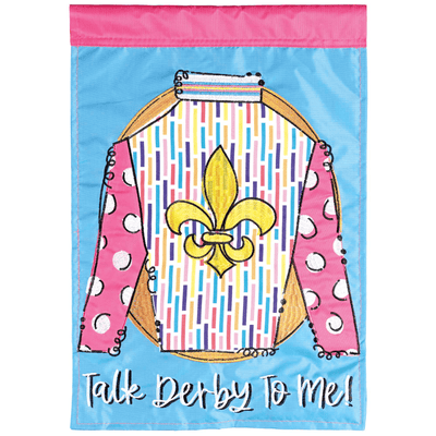 Double Applique Garden Flag: Talk Derby To Me 13X18 Inches