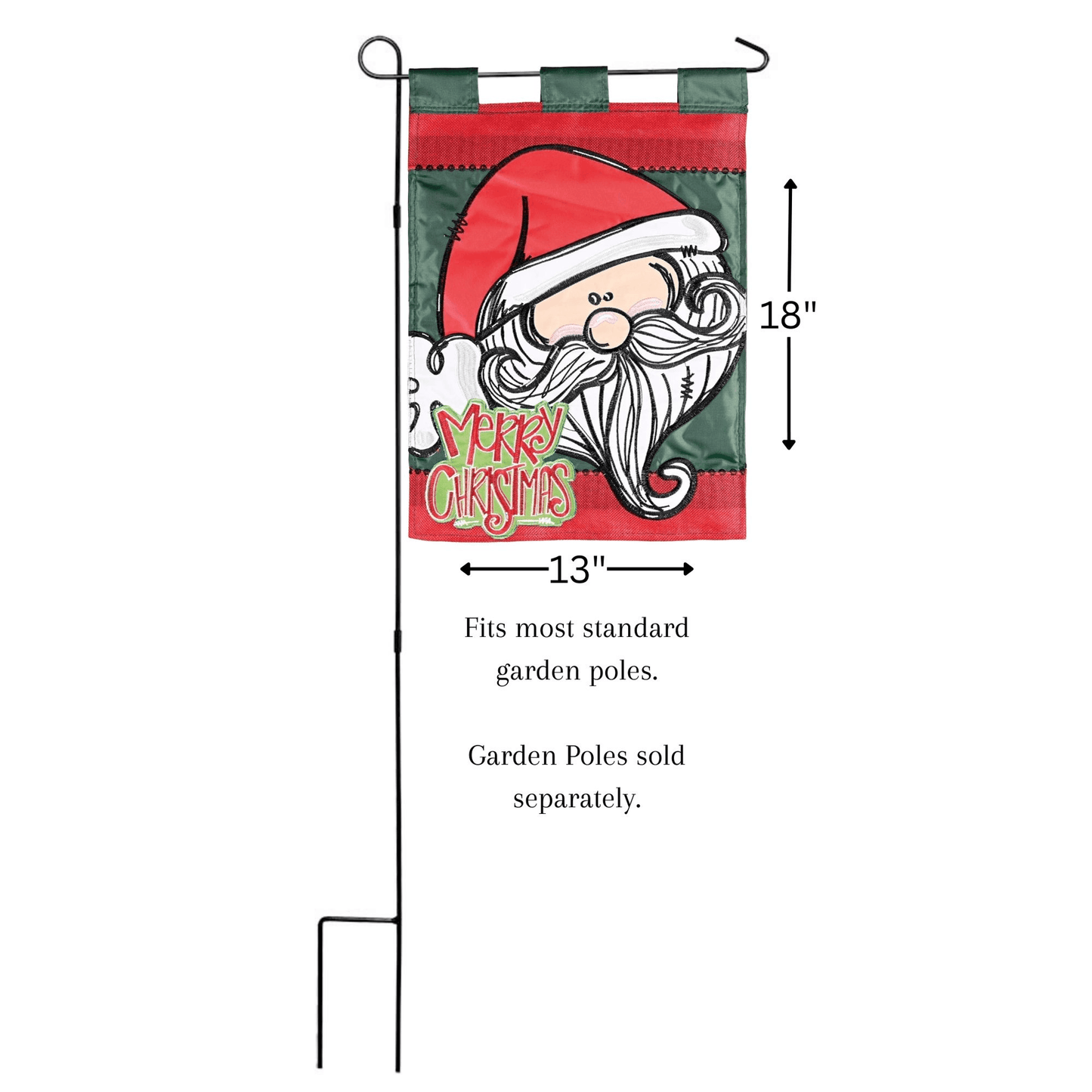 Merry Christmas Double Applique Garden Flag 13X18 Inches
