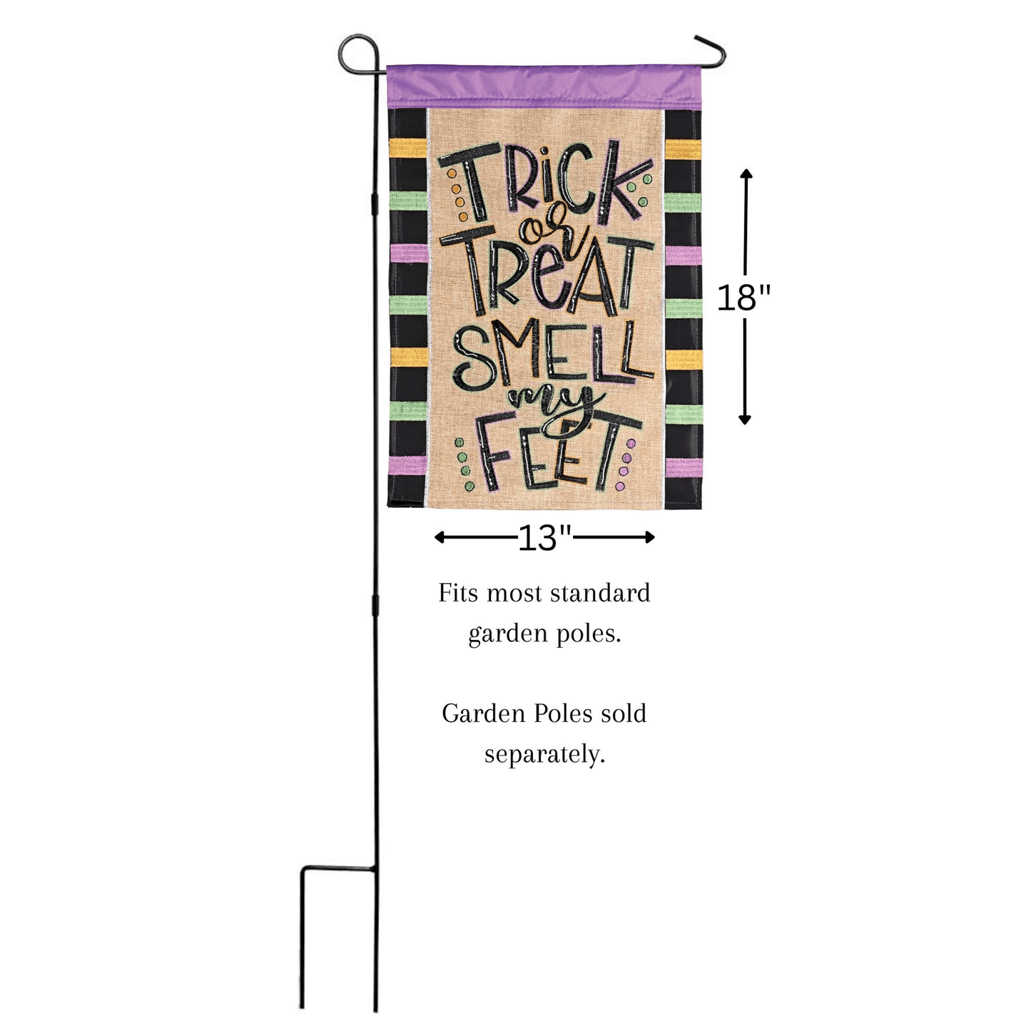 Double Applique Trick Or Treat Garden Flag 13X18 Inches