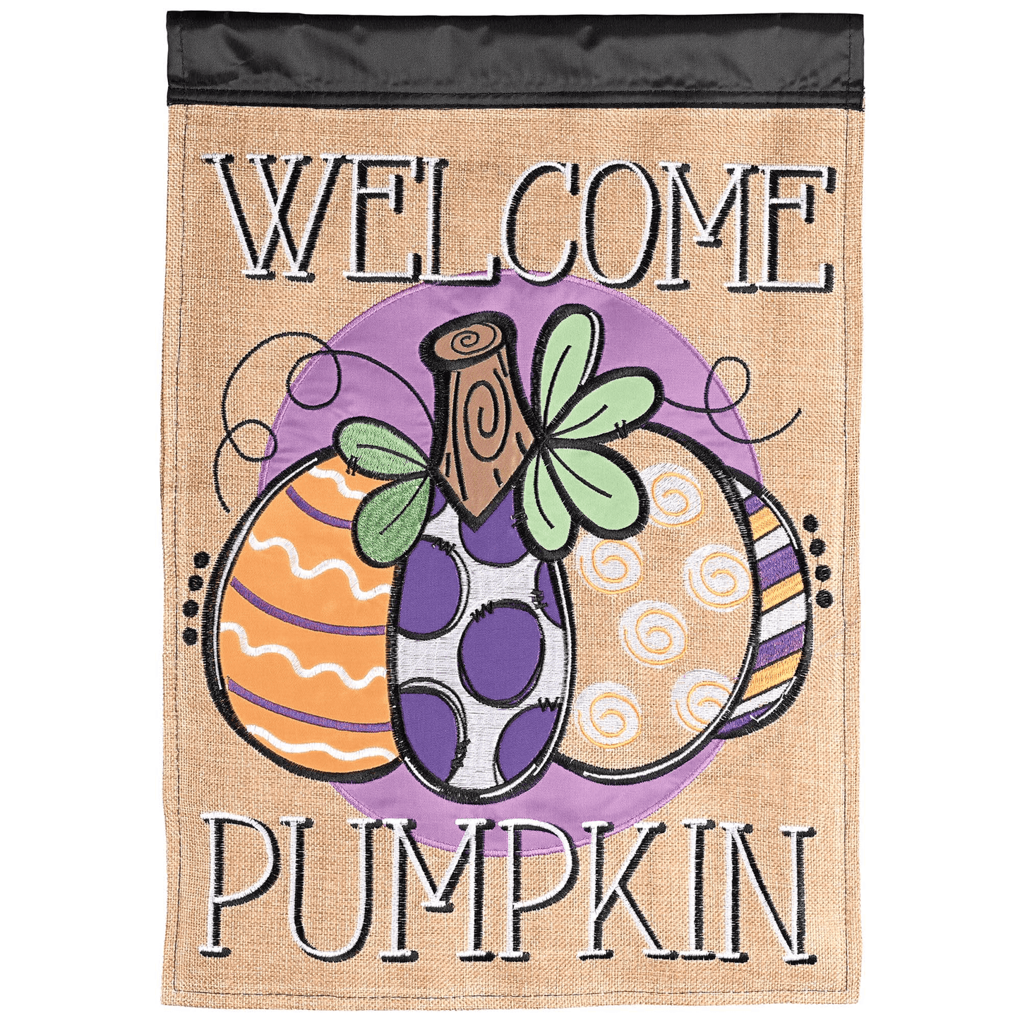 Welcome Pumpkin Double Applique Garden Flag 13X18