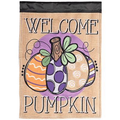 Welcome Pumpkin Double Applique Garden Flag 13X18