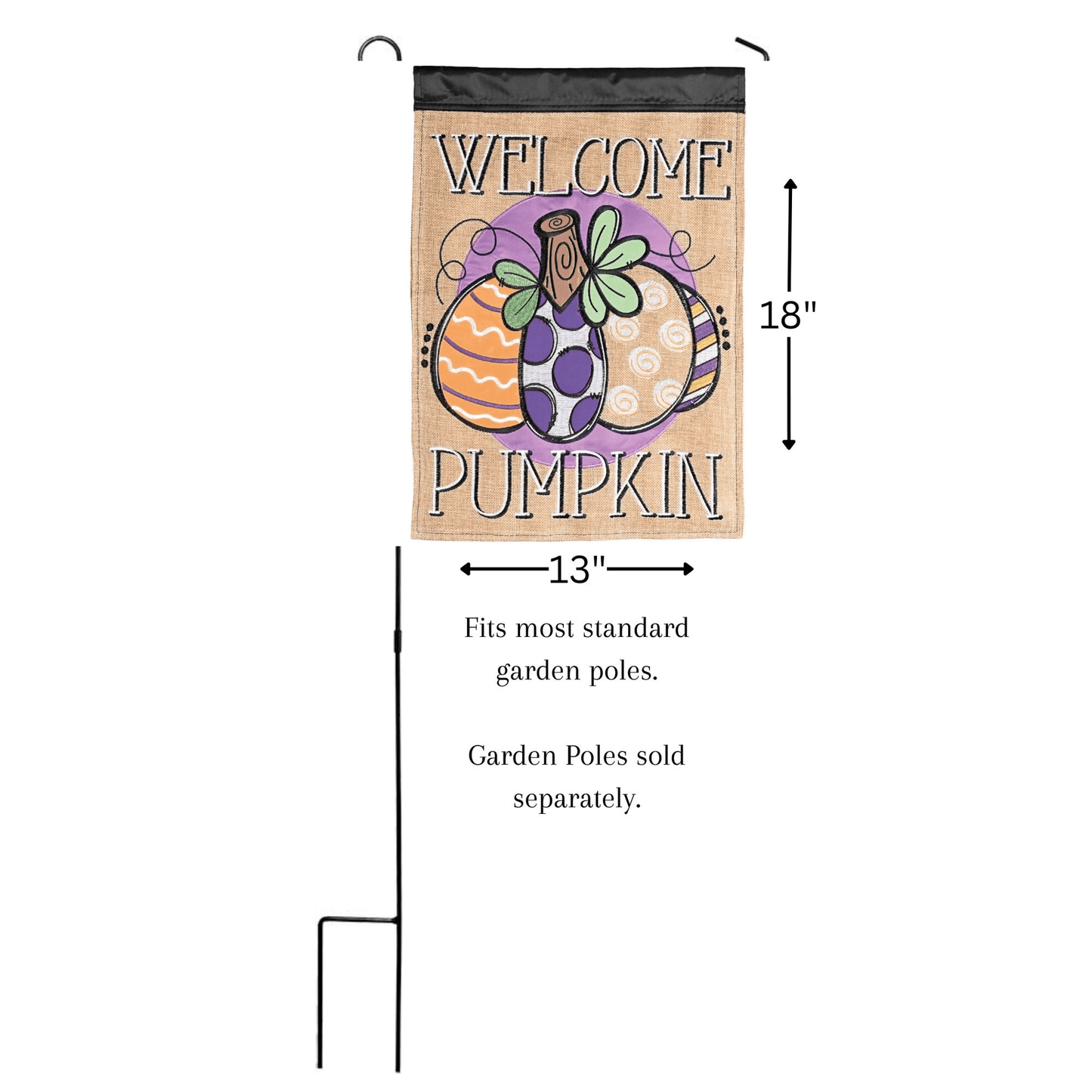 Welcome Pumpkin Double Applique Garden Flag 13X18