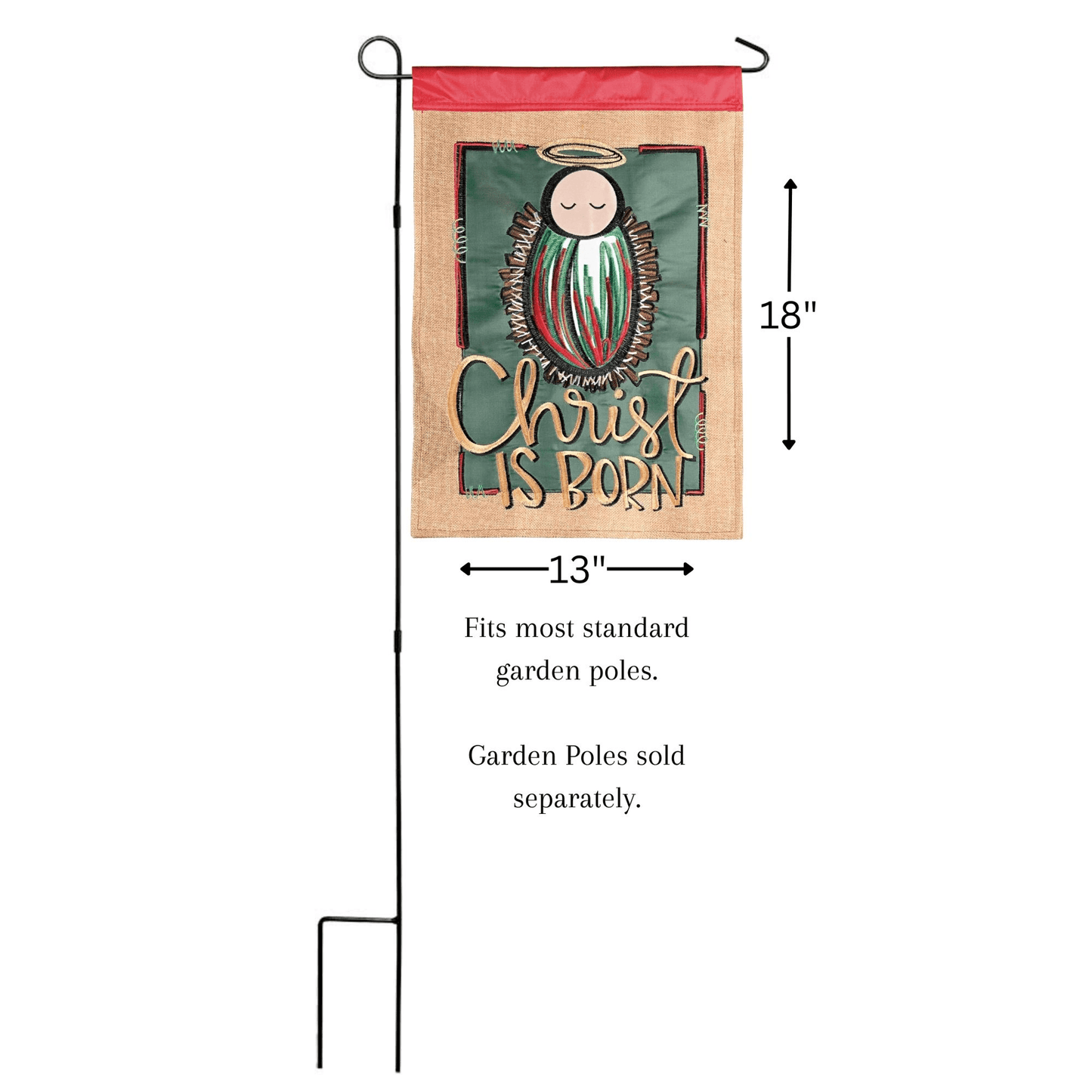 Double Applique Garden Flag - Christ Is Born 13X18 Inches