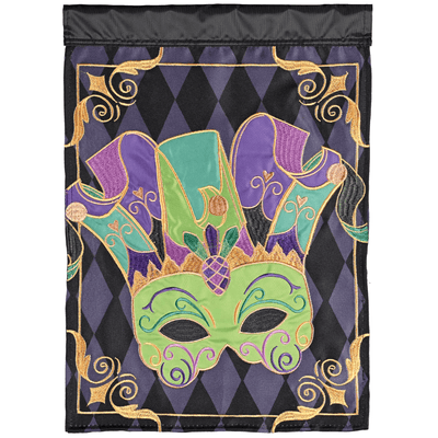 Regal Mardi Gras Double Applique Garden Flag 13X18 Inches