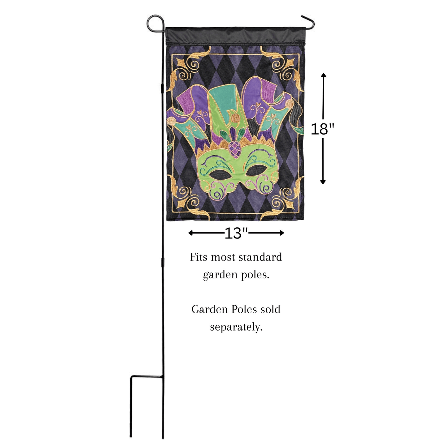 Regal Mardi Gras Double Applique Garden Flag 13X18 Inches
