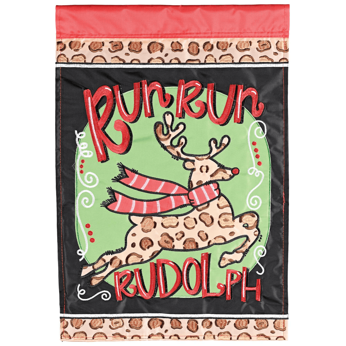 Reindeer Run Double Applique Garden Flag 13X18 Inches