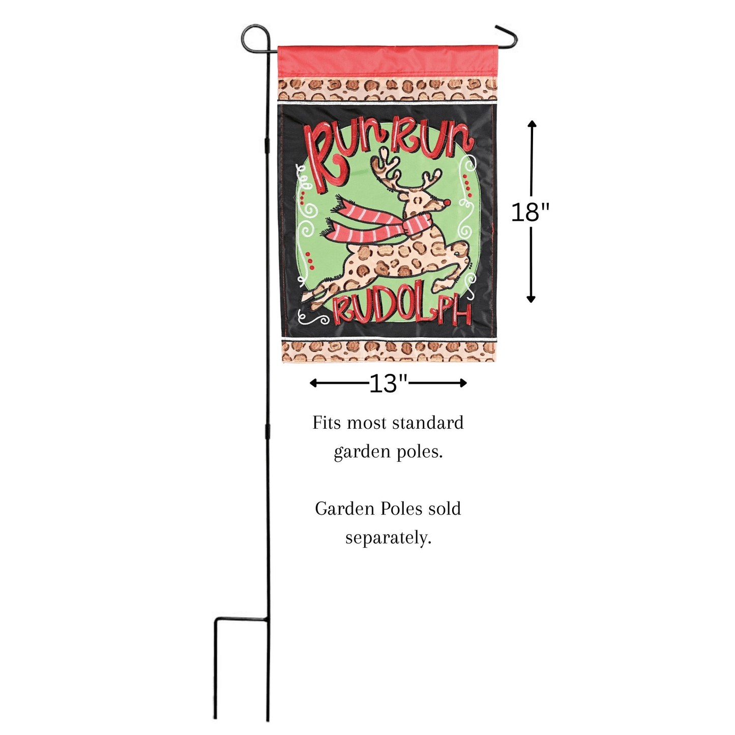Reindeer Run Double Applique Garden Flag 13X18 Inches