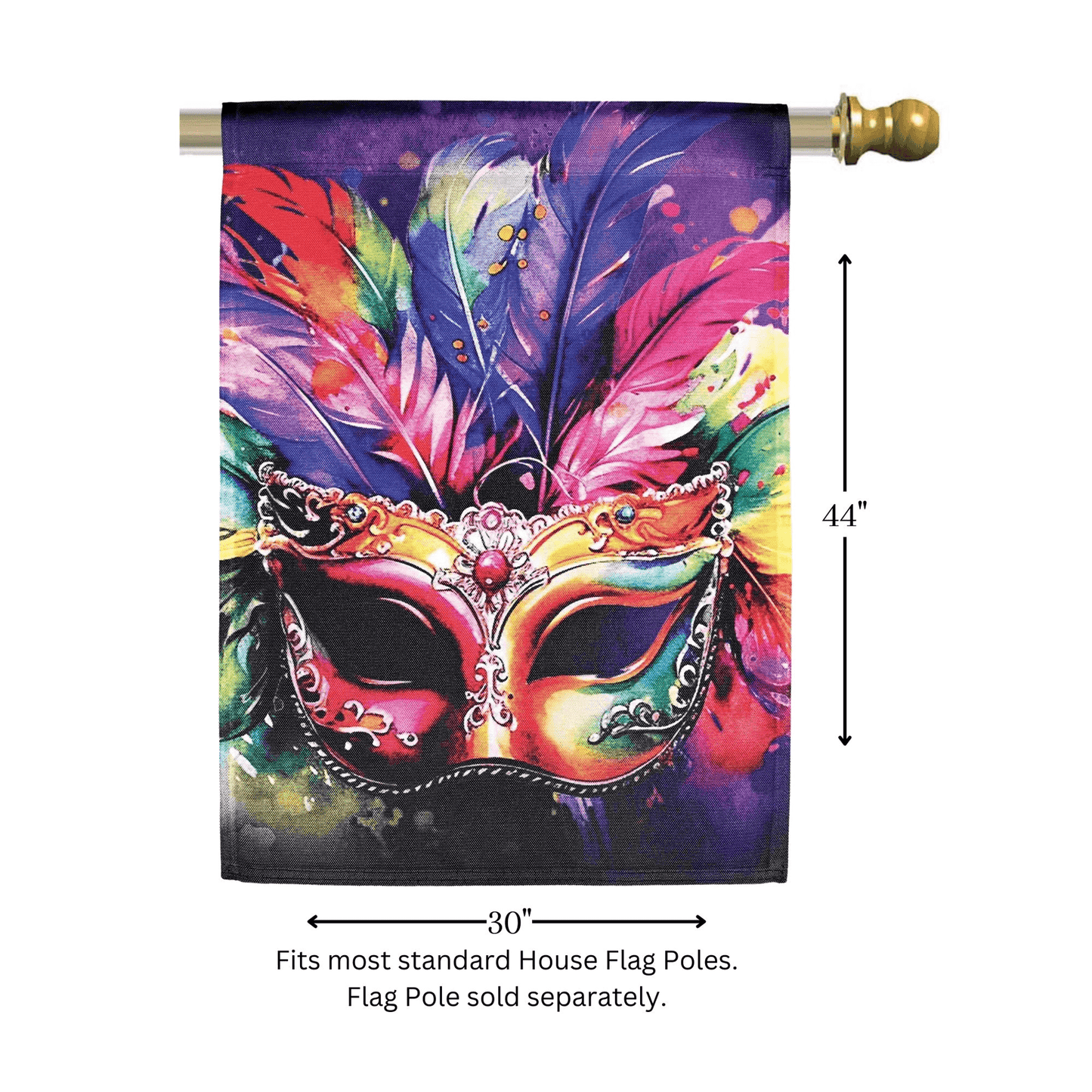Mardi Gras Flag - Large 30X44 Inch Stained Glass Design