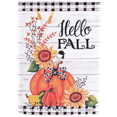 Hello Fall Pumpkin 30X44 Inch Heavy-Duty Print Flag