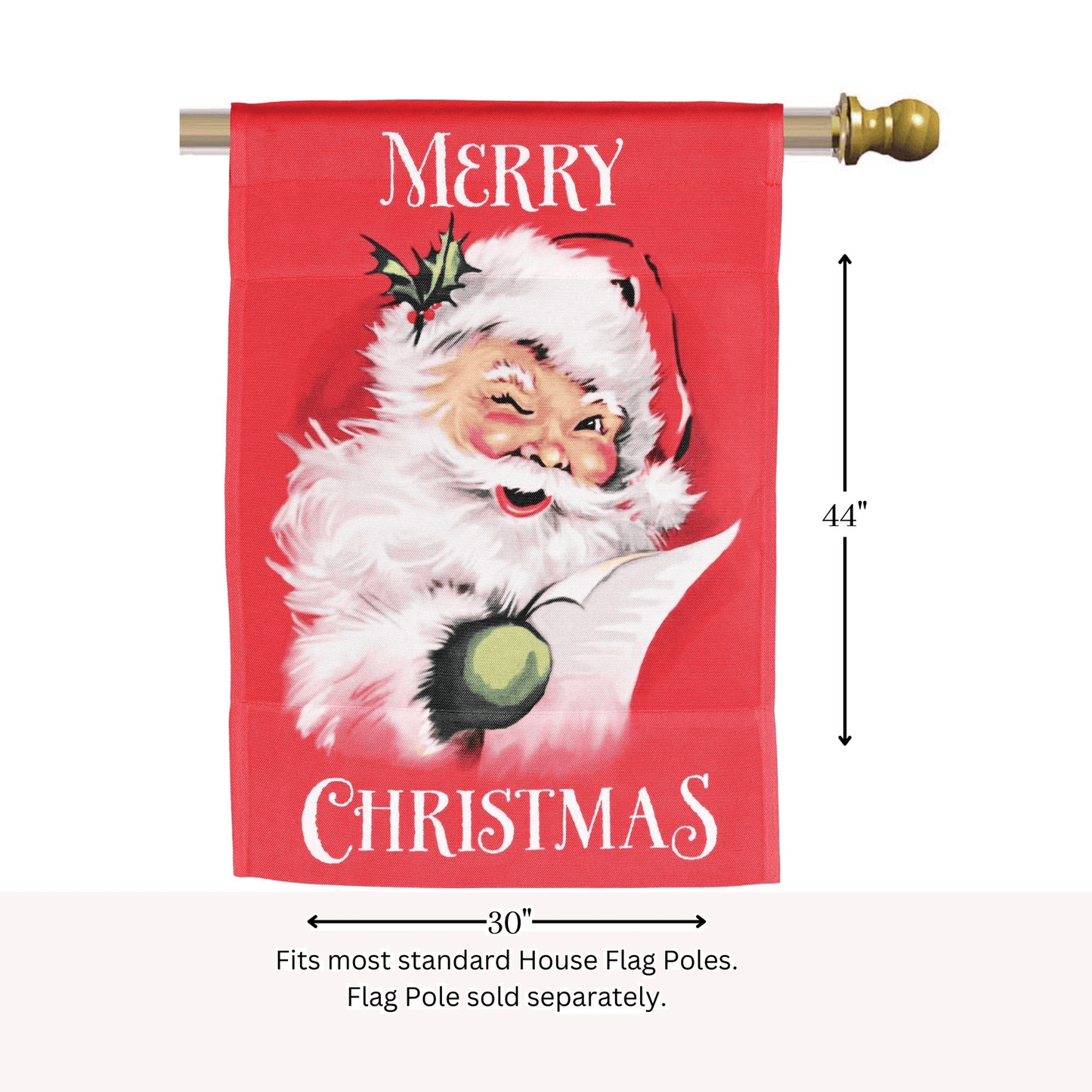 Merry Christmas Santa Sublimated Flag 30X44 Inches