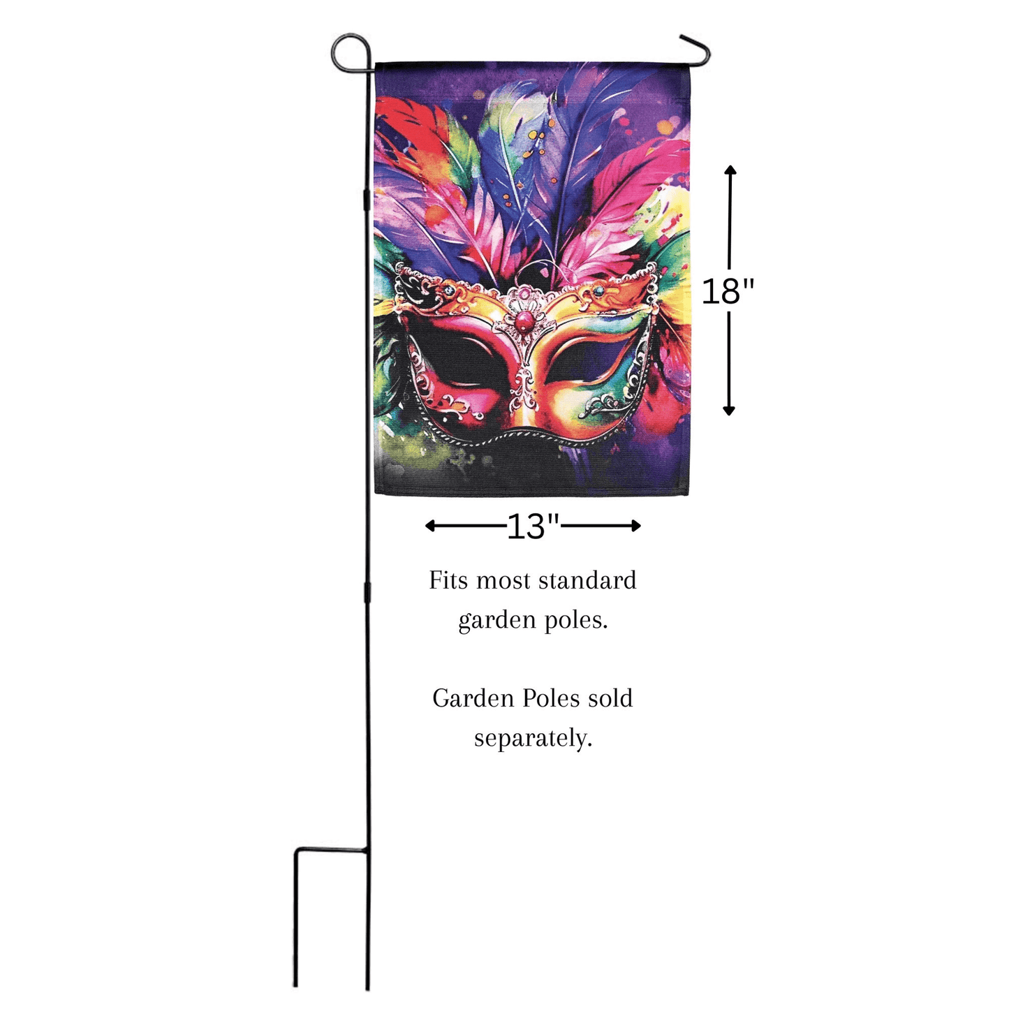 Mardi Gras Sublimated Garden Flag 13X18 Inches