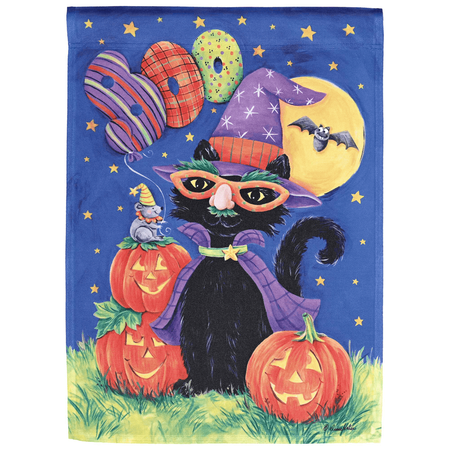 Boo Black Cat Garden Flag - 13X18 Inches
