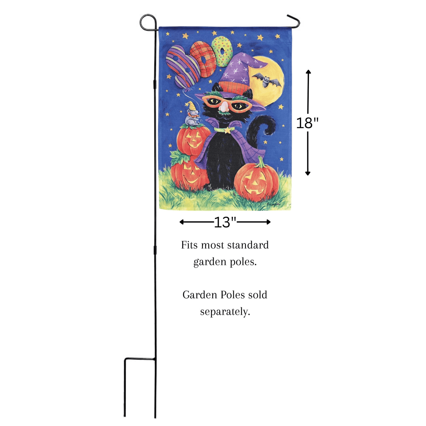 Boo Black Cat Garden Flag - 13X18 Inches
