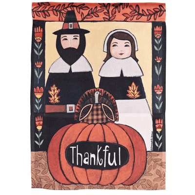 Thankful Pilgrims Garden Print Flag - 13X18 Inches